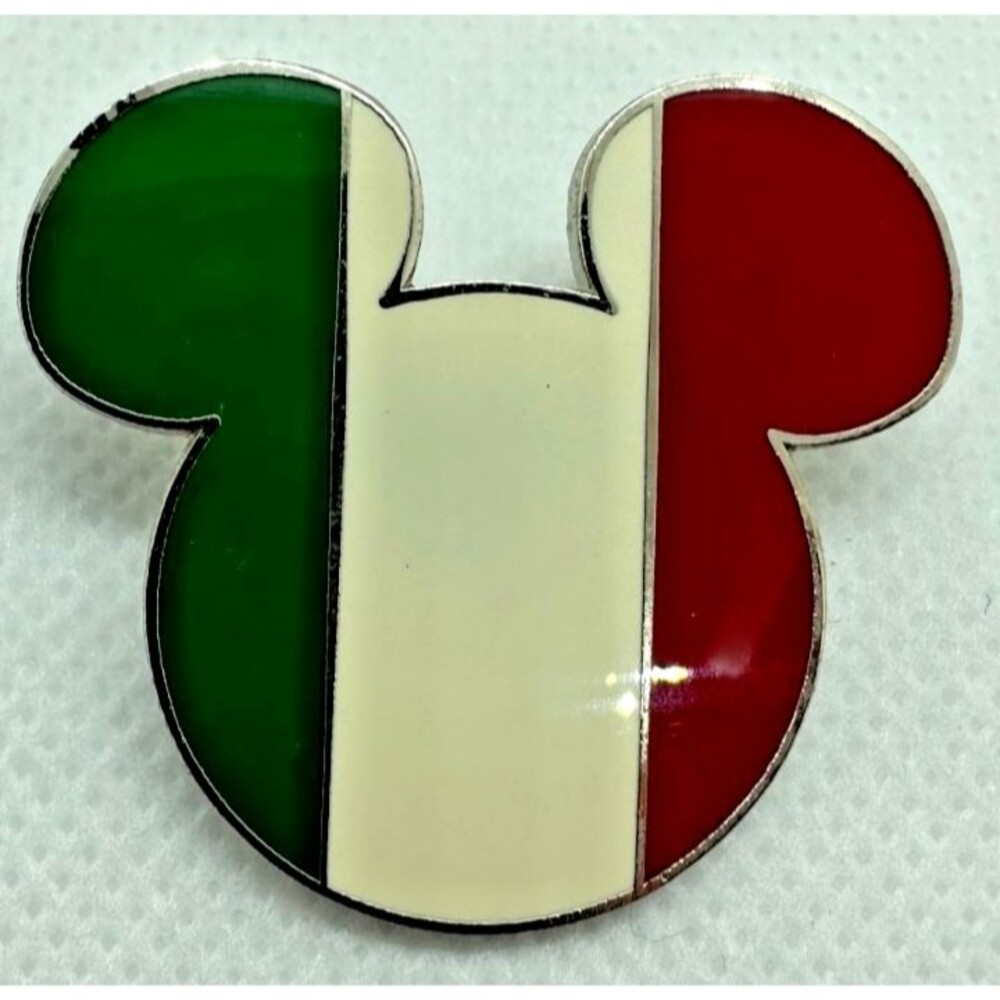 Disney Mickey Mouse Italian Flag Pin Tricolor Mickey Ears Enamel, No Backing